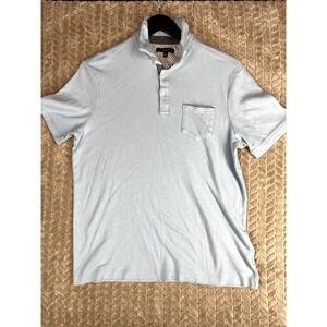 TAHARI Men's Light Blue Polo Shirt M Short-Sleeve Collared‎ Front-Pocket